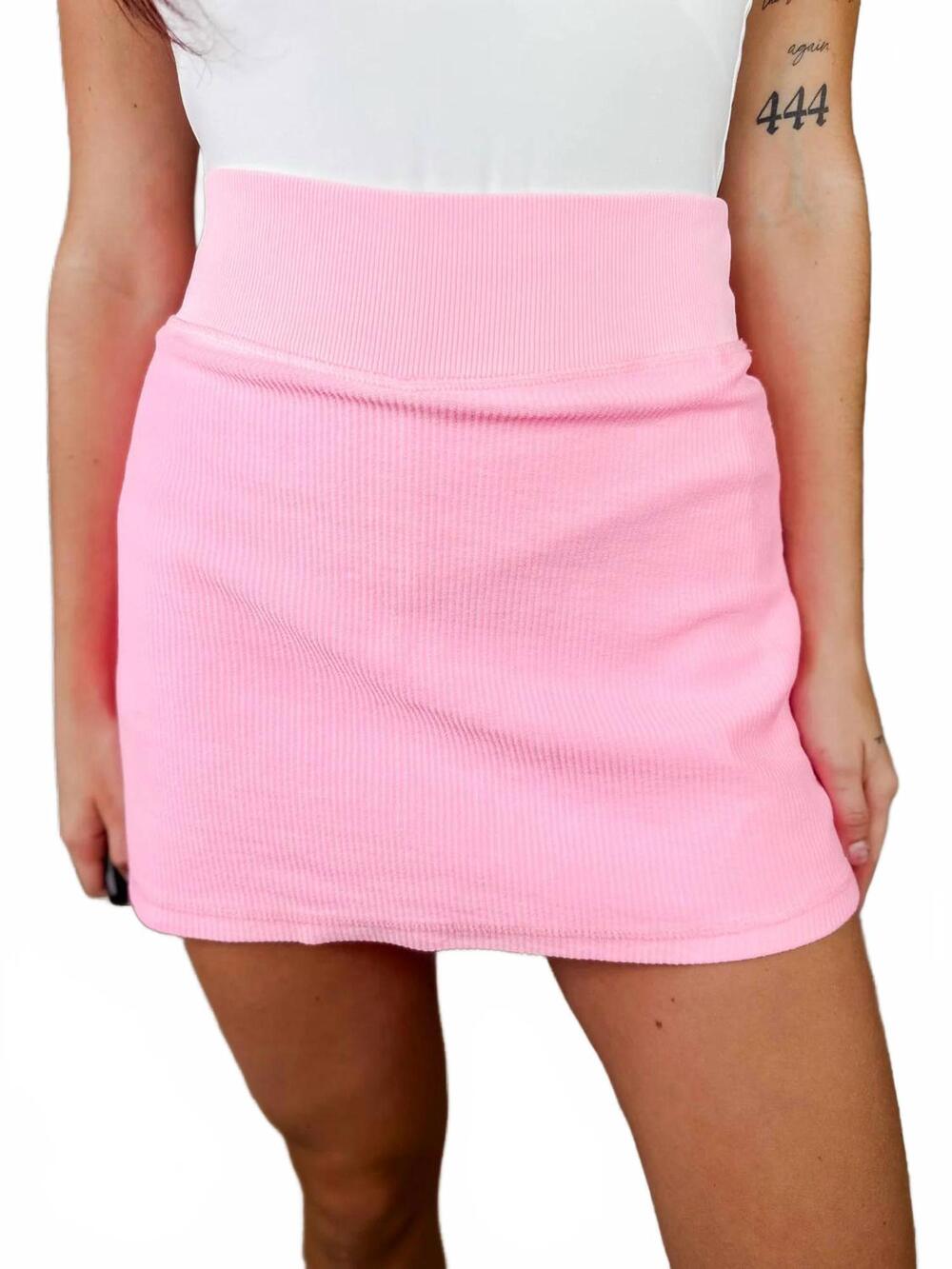 NEW MOON RYDER snitch my heart high-rise corded skort in pink